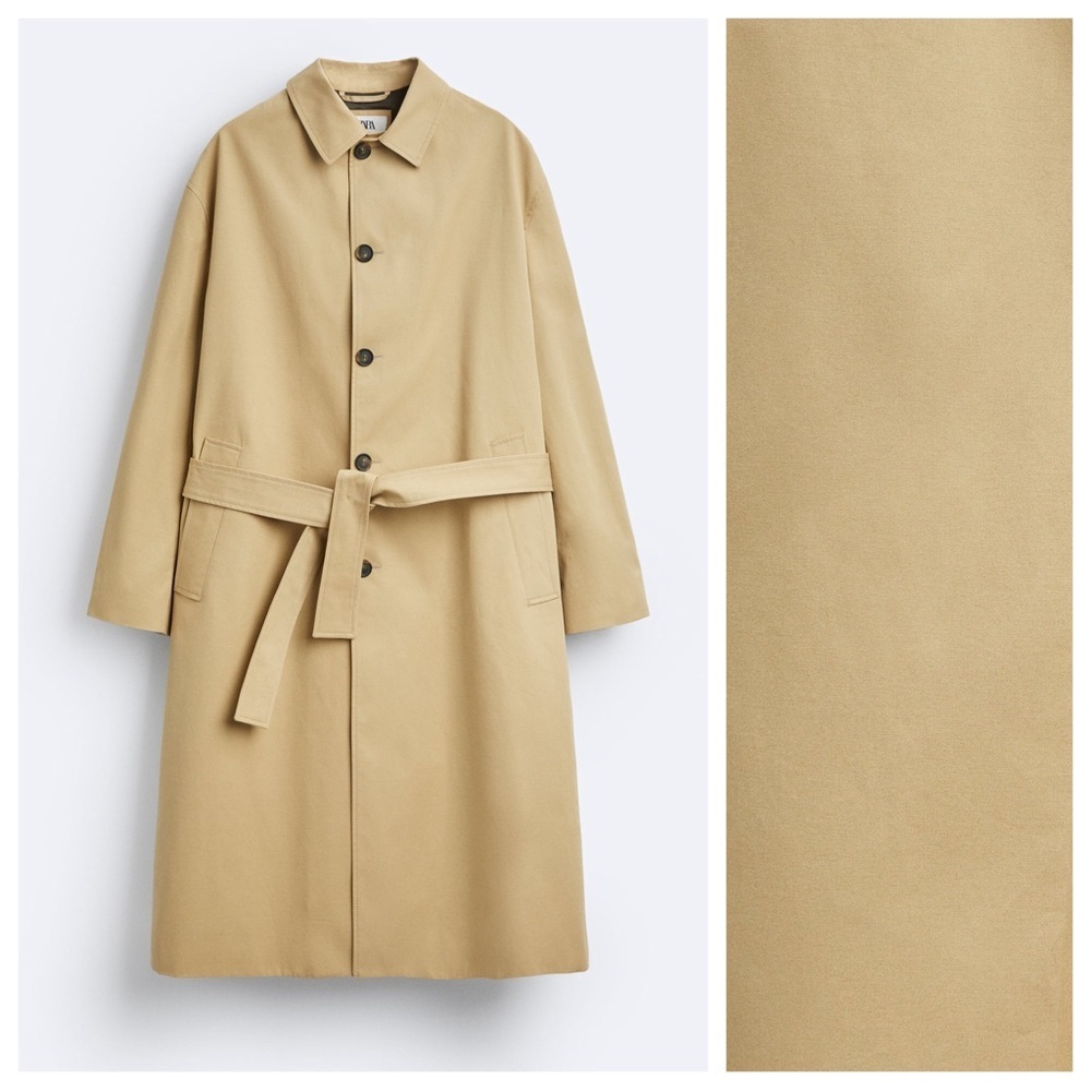 NWT. Zara Men Limited Edition Light Tan Oversized Trench Coat. Size M. - Picture 6 of 12